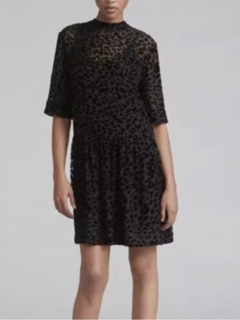 Rag & Bone Gia Leopard Silk Short sleeve Mini Dress Size XXS Black